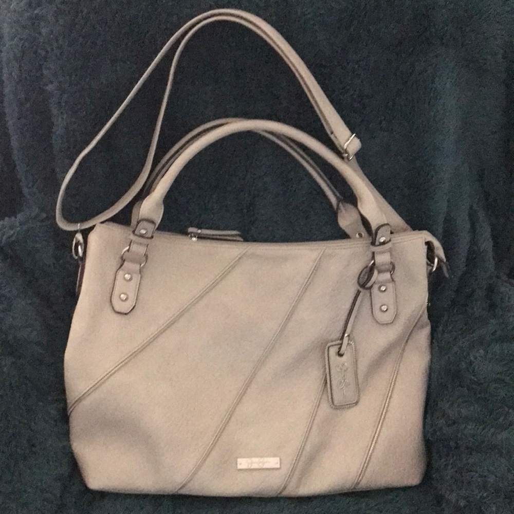 Jessica Simpson purse like new.  12” tall x 18” wide. Taupe color.
